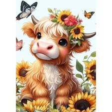 Highland Cow Diamond Art Kit for Adults 12 x 16 Inch