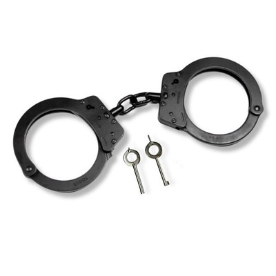 TCH 822B Black Superior XL Chained Handschellen mit zwei Schlüssellöchern
