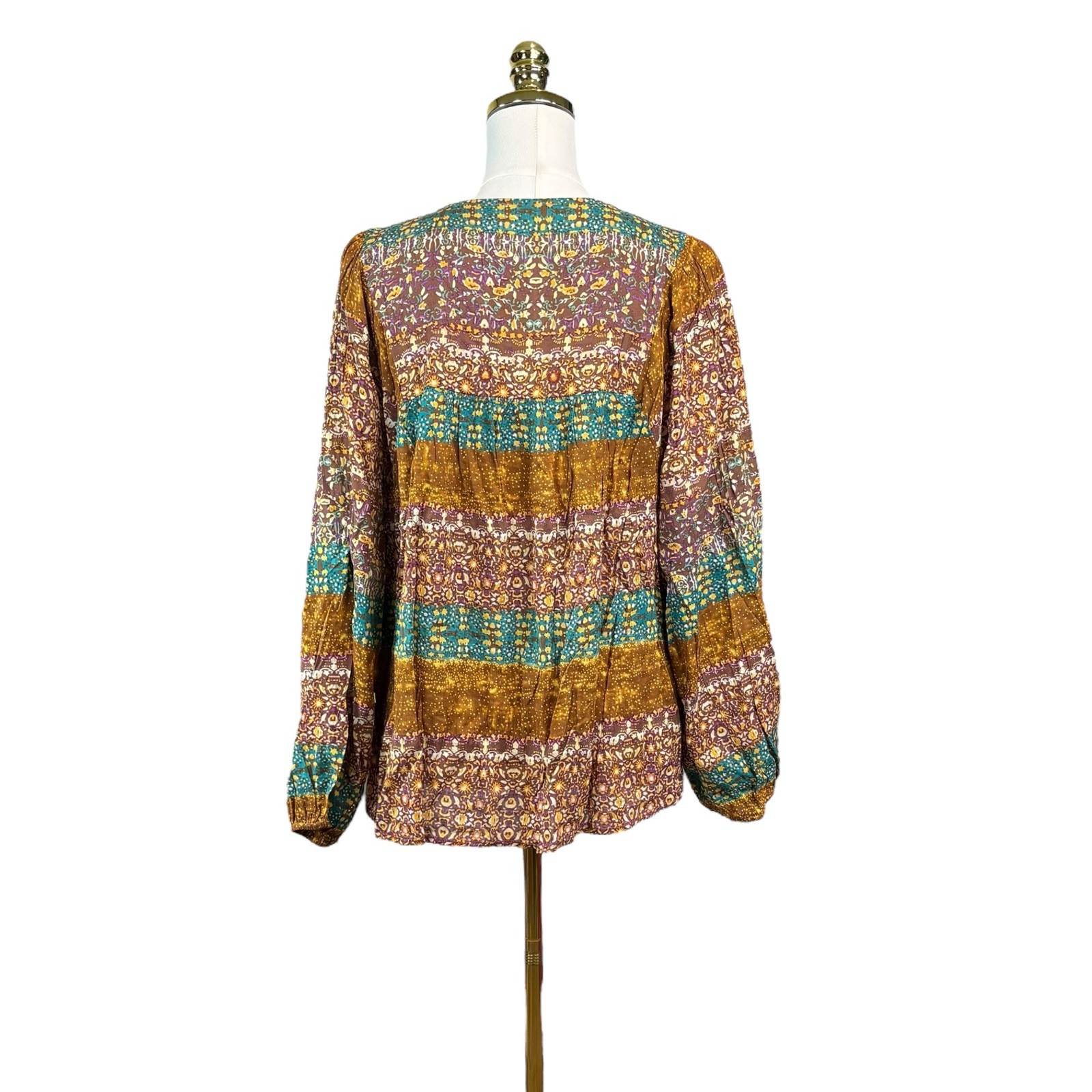 Easel Boho Patchwork Tunic Blouse Womans Size L L… - image 6