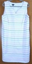 Talbots Plus Biscay Sheath Dress 18 Petite White Stripes Coastal Preppy Summer