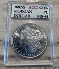 Morgan Silver Dollar 1882-S ACG Rated Mint State 64