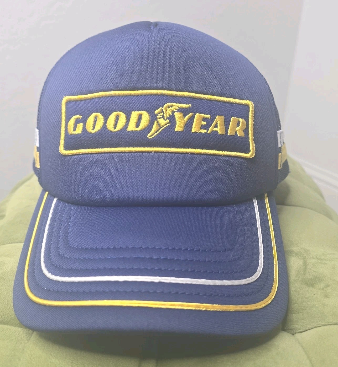 Goodyear Tire Blue/Striped Trucker Baseball Adjustable Snapback Hat NWOT