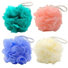 Set of 4 Loofah Sponge Shower Loofah, Exfoliating Pink, White, Blue, Green