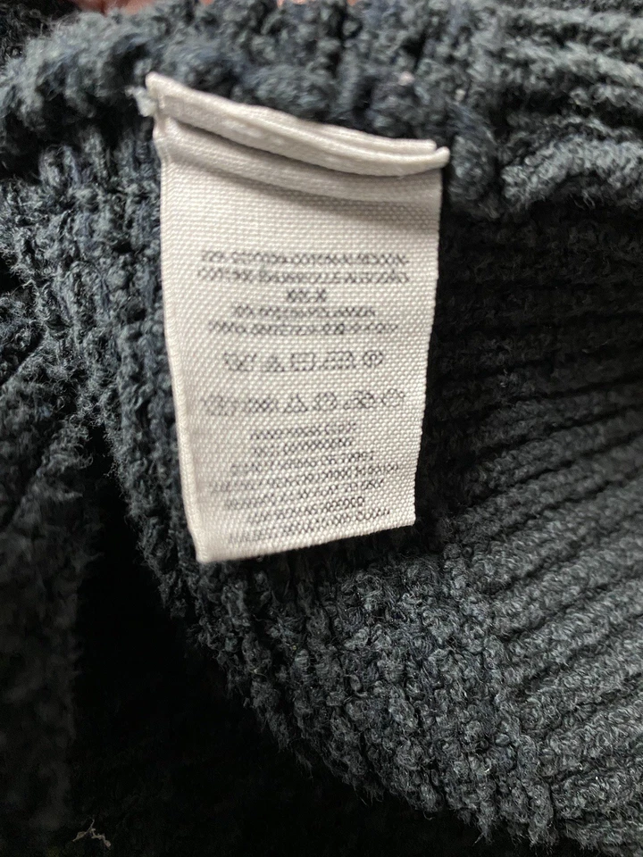 Suéter Free People Mujer Grande Negro Cuello Alto Grueso Tejido Algodón Pullover Foto 3 de 3