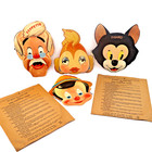 4 antique paper masks 1939 DISNEY Pinocchio set Gillette in envelopes vtg toys