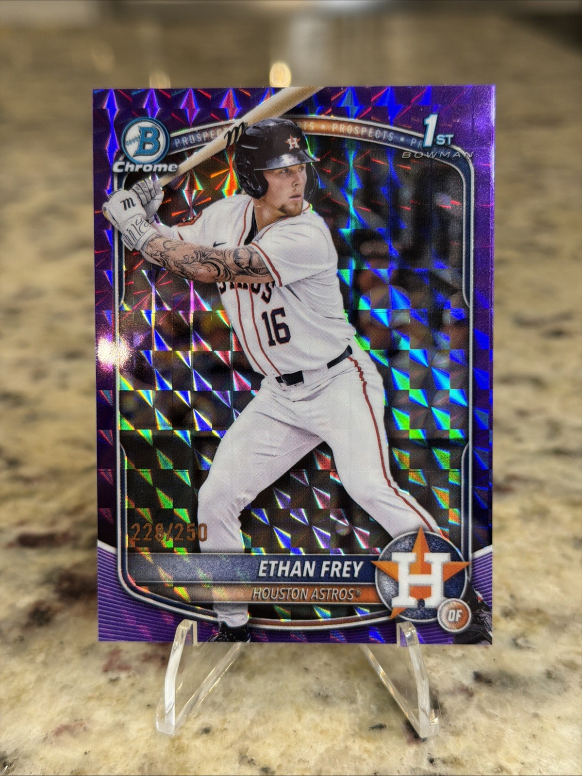 ETHAN FREY 2025 BOWMAN CHROME DRAFT 1ST PURPLE GEO ASTROS A /250 Q5604
