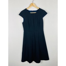 J.Crew Womens Black Fit and Flare Dress Cap Sleeve Pleated AC672 Size 8P NEW