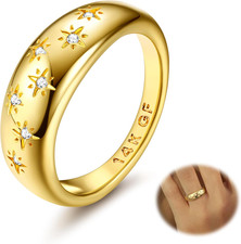 14K Chunky Dome Rings for Women Cubic Zirconia Gold Plated Statement Rings Non T