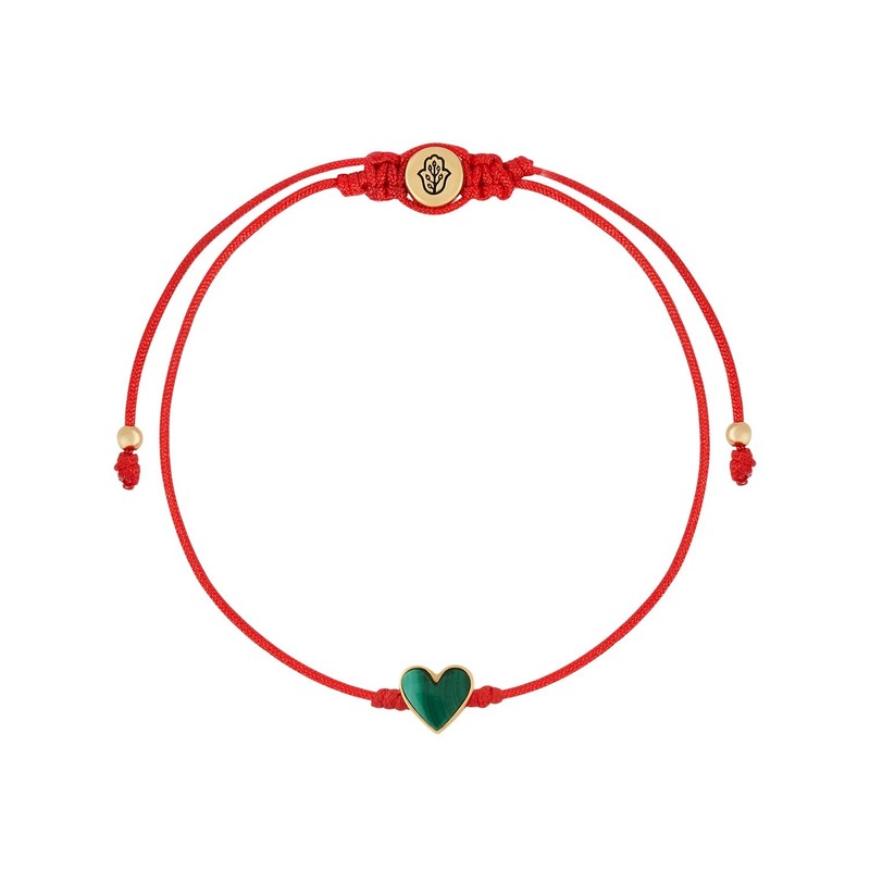 Lucky Love, Malachite Red String Bracelet Gift For Women, 18k Gold Plated ... - Product main view
