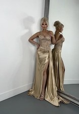 Champagne/Gold Prom Dress Size 4.