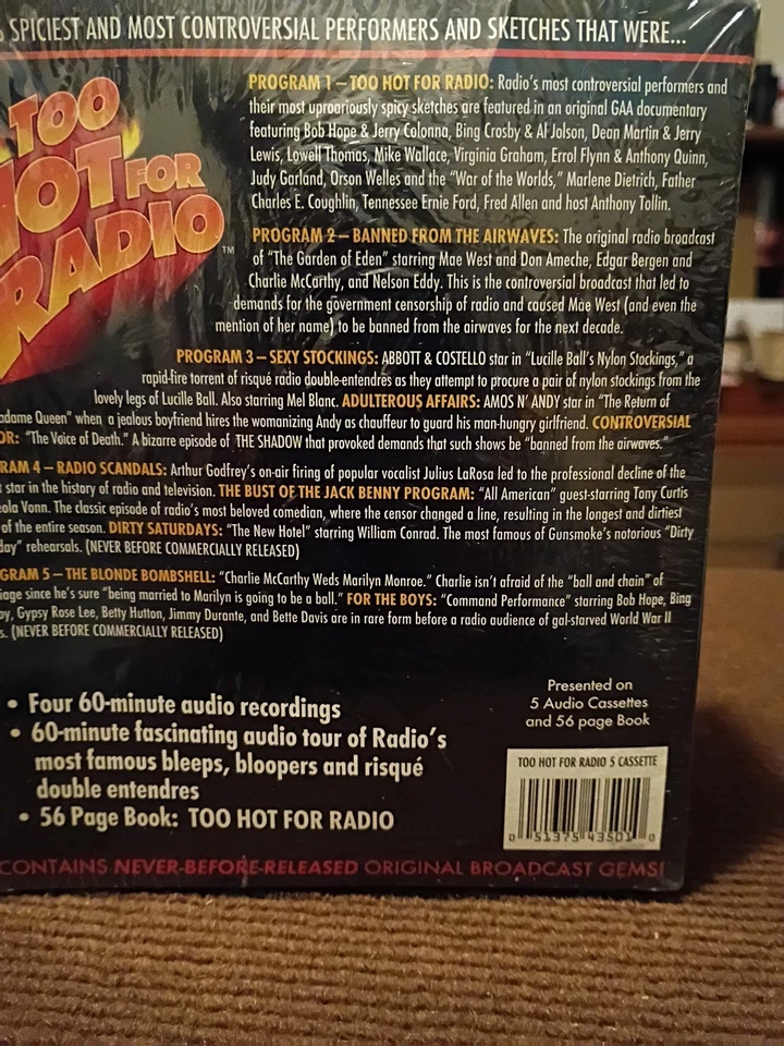 Vintage Too Hot For Radio 5 Audio Cassette Tapes + 56 Page Book Sealed NIP - Image 3 of 4