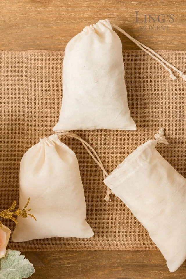 Bolsas Ling's Moment 25 piezas 5x7 algodón natural transparente muselina favor Foto 4 de 4