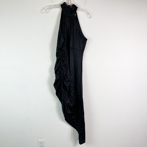 Cinq Sept NWT Women's Naya Ruched Asymmetric Silk Dress Black Size 8