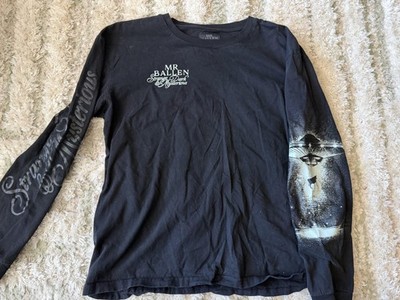 Mr Ballen Shirt Mens Large Black Long Sleeve UFO Graphic Strange Dark Mysterious