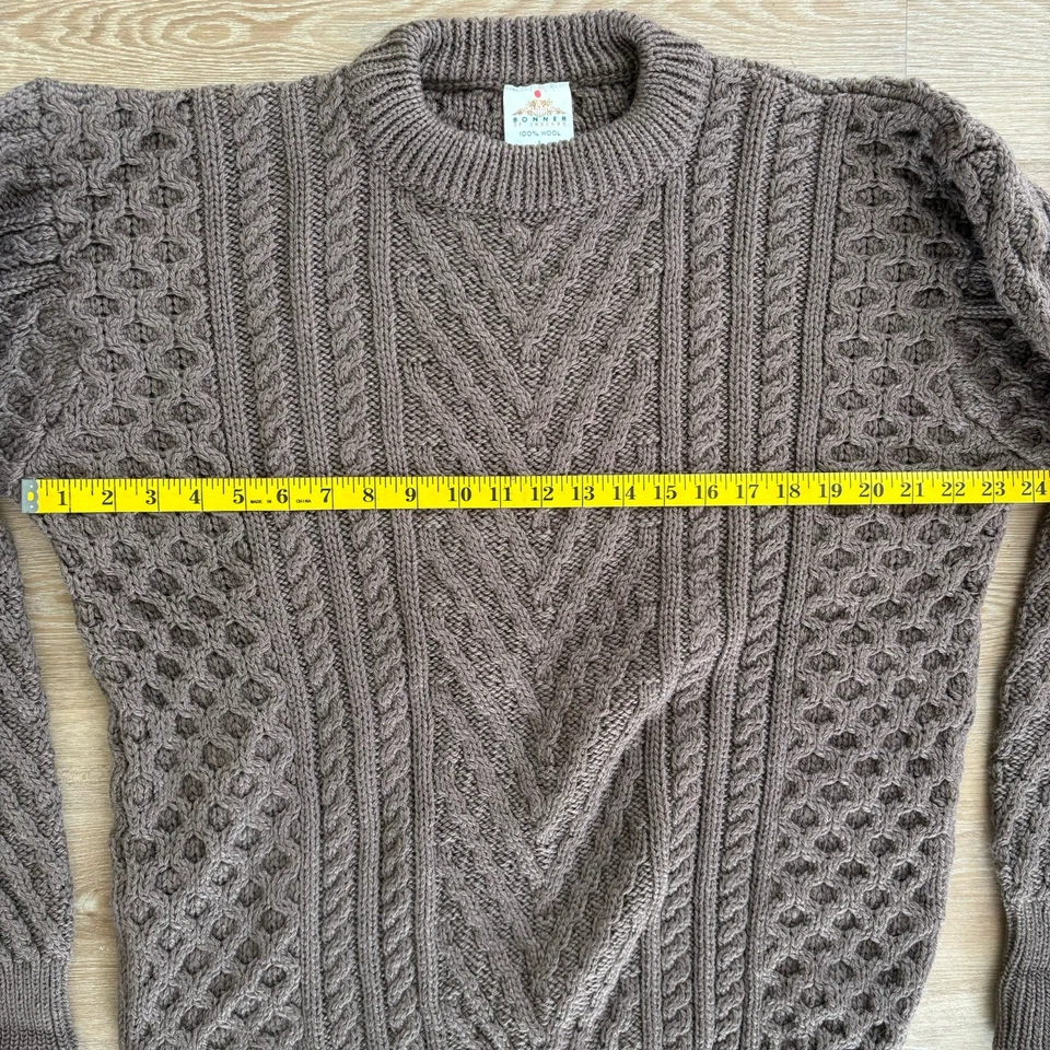 BONNER of Ireland Men’s Sweater Brown Fisherman Wool Everyday Academia Sz Large - Image 3 of 4