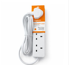 4 Way Gang Socket Extension Lead 2m Cable UK Mains Plug Sockets Multi Plug Power