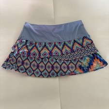 Lucky In Love Small Colorful Geometric Pattern Ruffle Skort