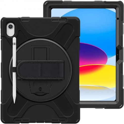 Custodia Per Tablet Prixton T1500 10.1" - Girevole 360° Con Supporto, Morbida Interna In Microfibra, Nero Elegante