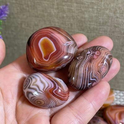 70g Crazy Lace SILK Banded Agate Polish  Tumbled Stone Madagascar 3pcs