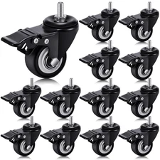 Set of 12 M8 Caster Wheels 2 Inch M8 x 15 mm Swivel Threaded Stem Caster Lock...