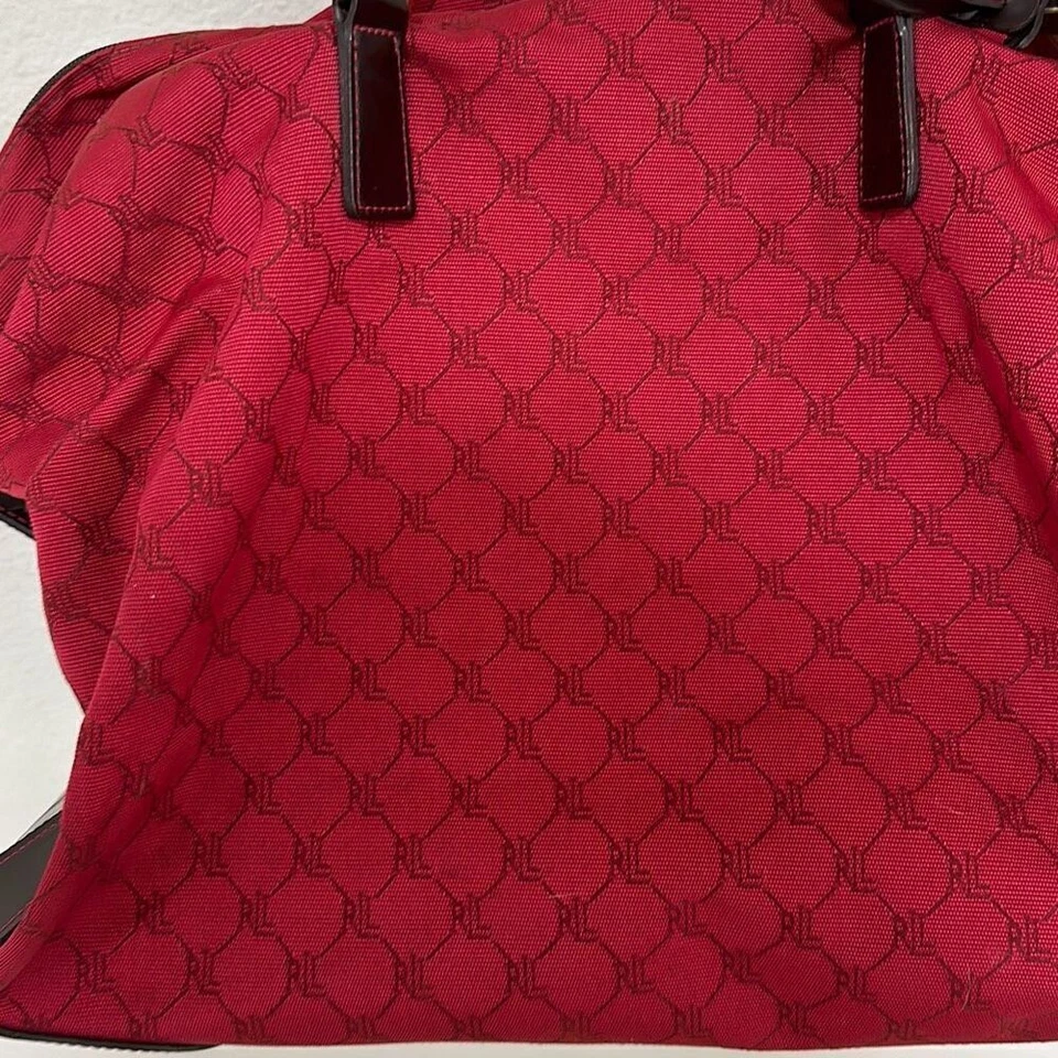 Bolso de Mano Vintage Años 2000 Para Mujer Rojo Firma Cuero Borde Lona OS Foto 2 de 4