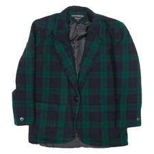 Vintage Donny Brook Womens Blazer Jacket Green Wool 90s Plaid S