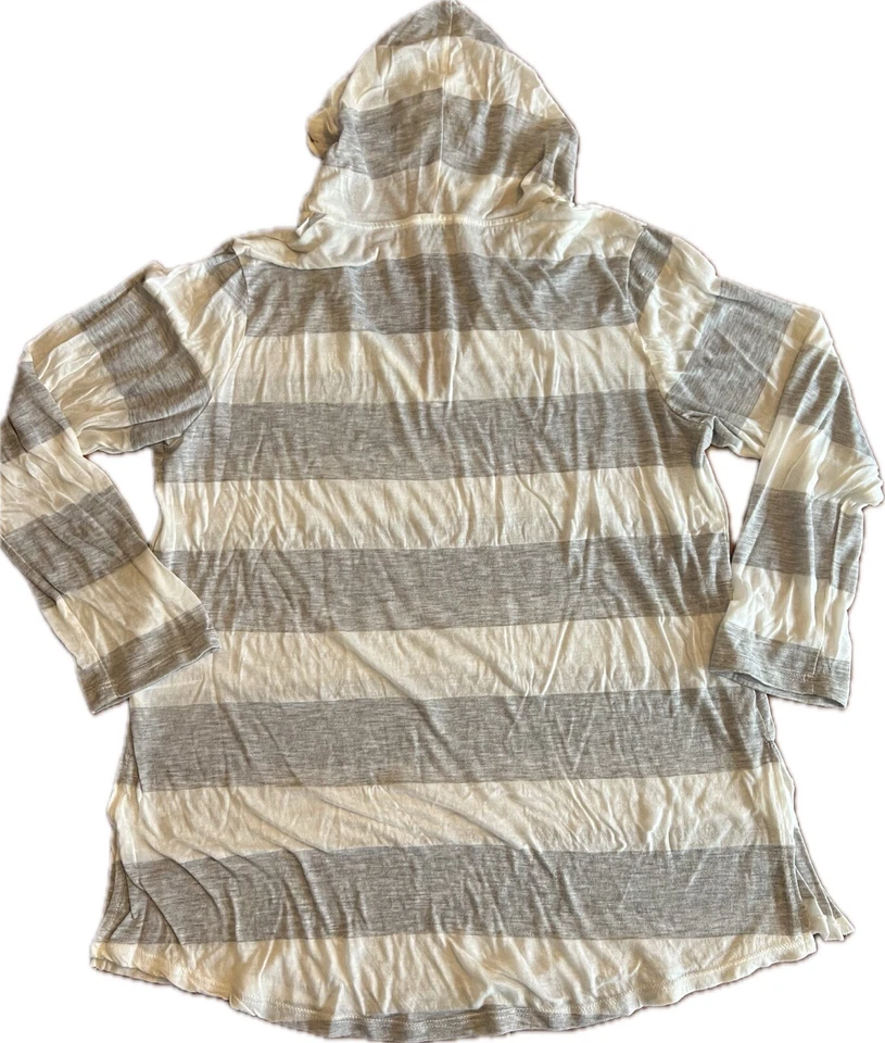 Splendid Anthropologie Gris Blanco Rayas Ligero Verano Sudadera con Capucha Grande Foto 2 de 4