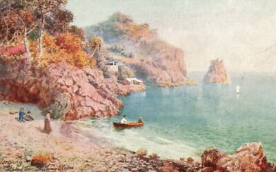 Vintage Postcard Peaked Tor Bathing Places Torquay Cliff Pathway Raphael Tuck