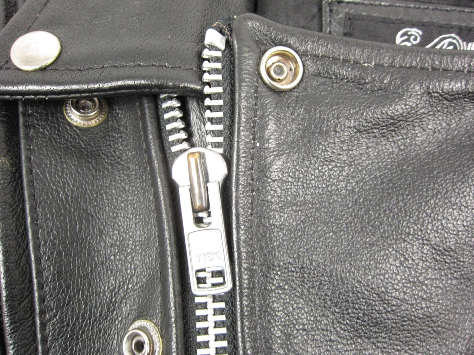 Chaqueta de cuero vintage para galería para hombre grande negra motocicleta motociclista hombre bombardero Foto 4 de 4