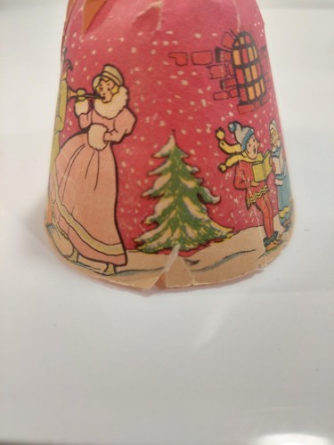 Vintage Small Revolving Spin Lamp Shade 1936 Christmas Carolers 2.5" - Picture 5 of 7