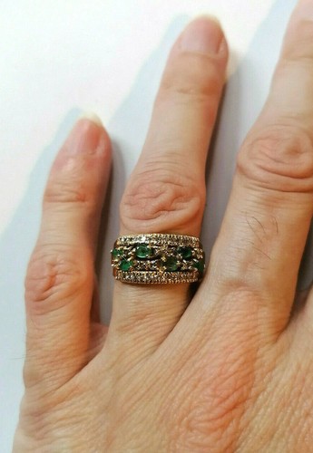 Anello in oro giallo con zirconi e smeraldi seconda mano - Foto 2 di 12