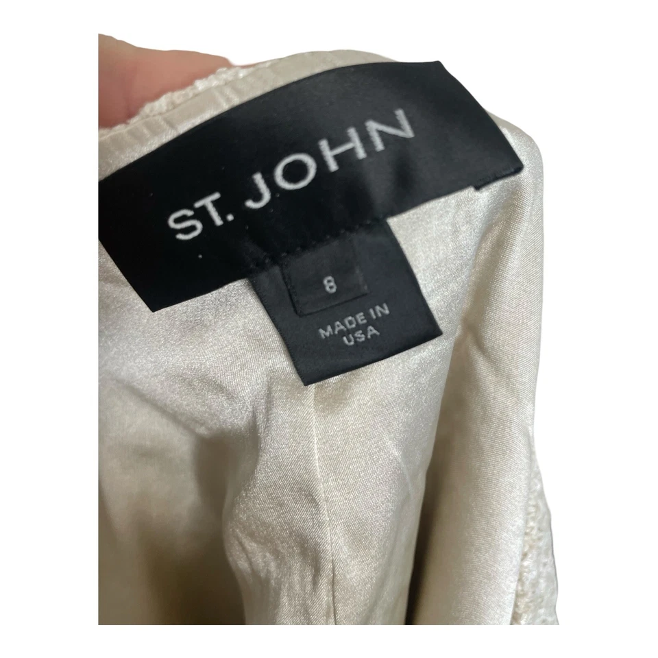 ST. JOHN 2 Pc Set Suit Jacket 3/4 Sleeve White Cream Gold Button Emily Gilmore - Image 4 of 4