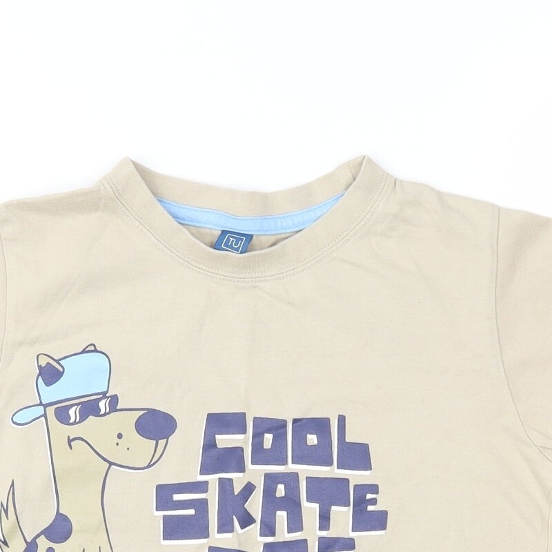 TU Boys Beige Cotton blend T-Shirt Size 7 Years image 4