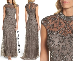 adrianna papell embellished mesh gown