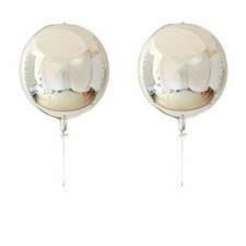 2 Pieces Silver 4D Large Round Sphere Shaped Aluminum Foil Balloon Birthday Part