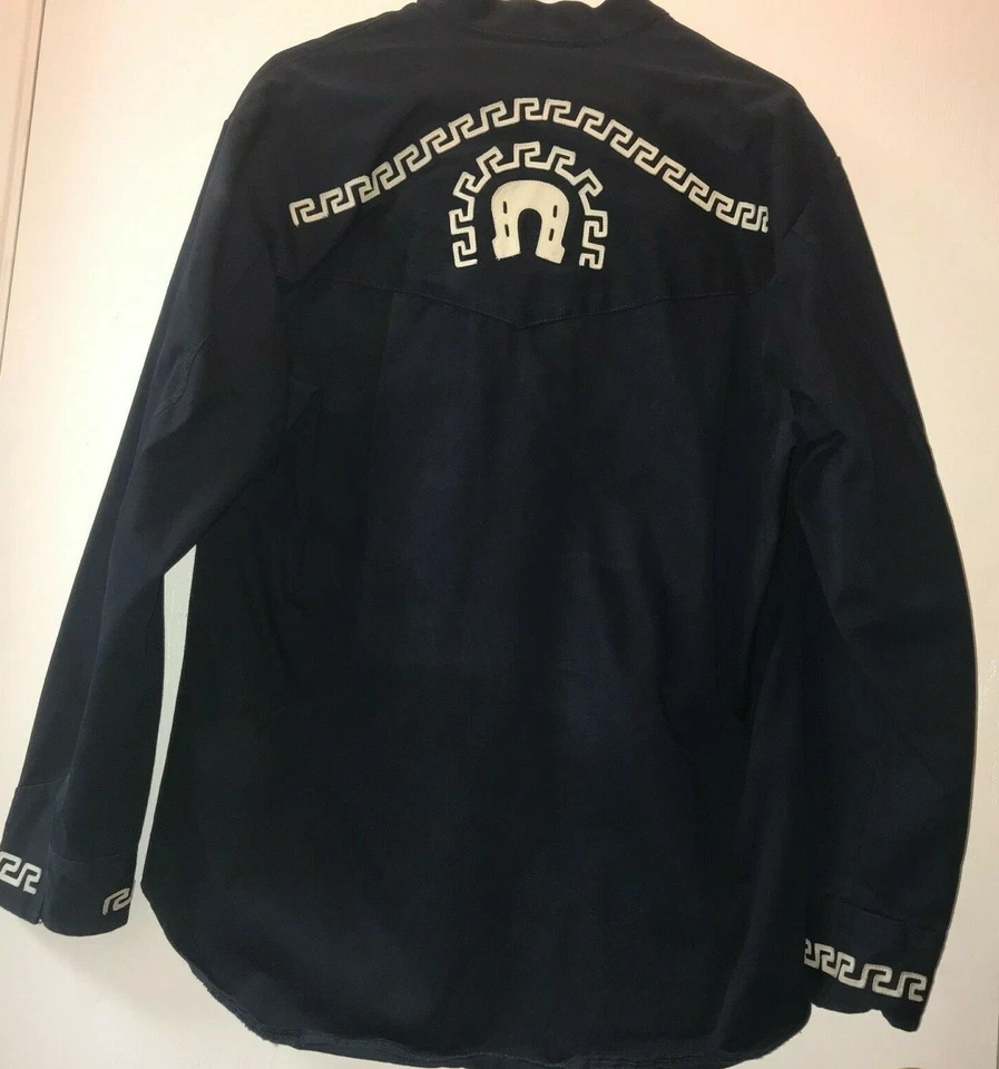Camisa Western Mexicana Escuela de Oro con Costuras de Cuero Para Hombre Talla XXL Foto 2 de 4