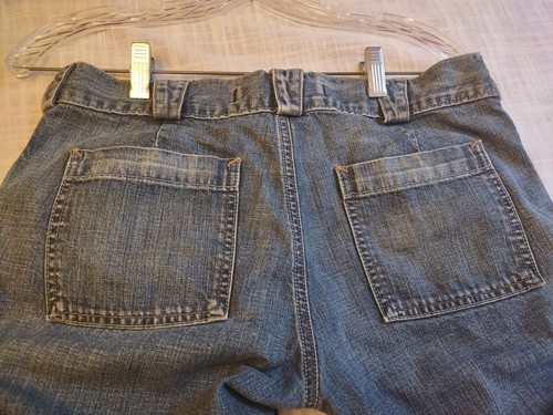 VTG 90s Y2K Express Women Jeans Wide Leg Buckle Cuff Size 8 Flap Pocket Low Rise - Picture 7 of 17
