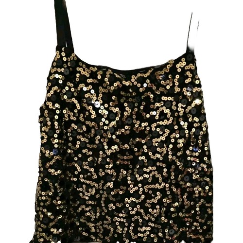GIRLS DRESS FATHER DTR WEDDING PROM SPECIAL SZ 16 GOLD SEQUINED/BLACK BEAUTI - Picture 2 of 8
