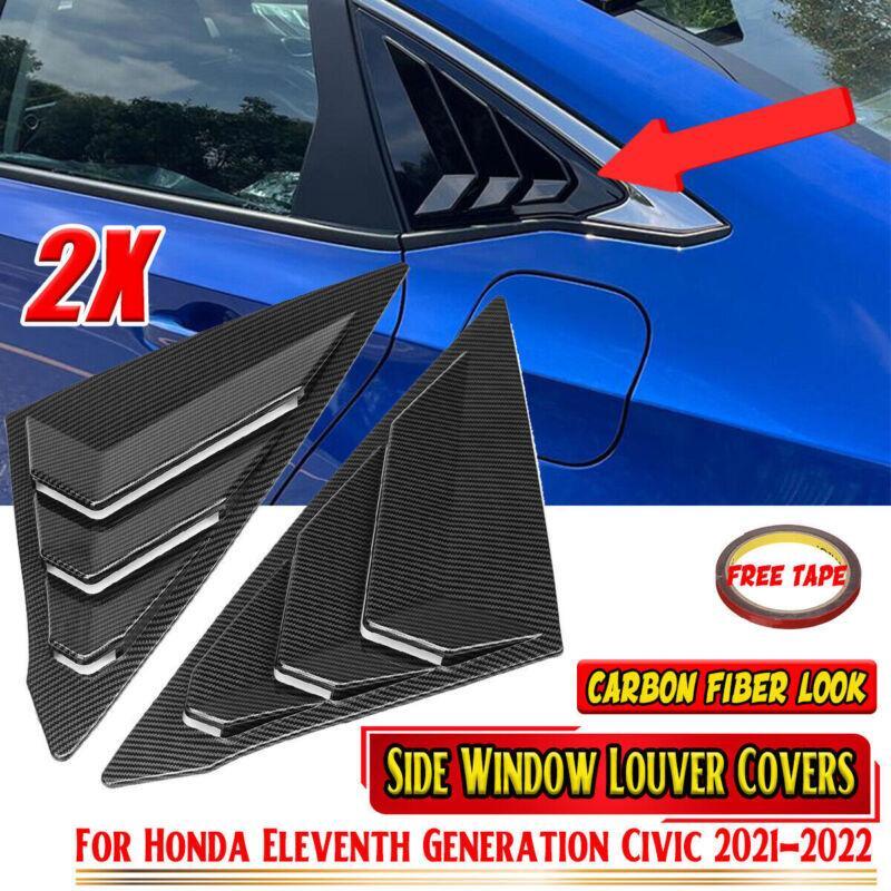 Carbon Fiber Vent Window Louver Trim Cover for 2022-2023 Honda Civic 11th Gen Sedan