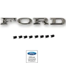 1967 Mustang New Hood Emblem F O R D / 4 Piece Letter Sets w/ Fasteners - EM3655