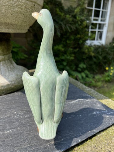 CHINESE CELADON DUCK 23cm Tall - Picture 8 of 9