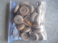 Lot of 25 Vintage Wood Car Truck Wheels with Peg Axles 2 1/4" Wide