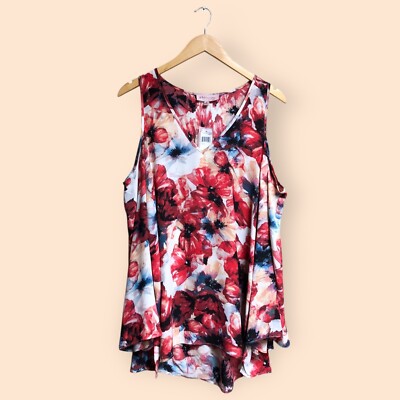 Philosophy NWT Floral Colorful Cold Shoulder Bell Sleeve Blouse Top Summer M