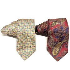 Dior Signature Tie Lot Of 2 Patterned Paisley Flowery Canada 100 Italian Silk