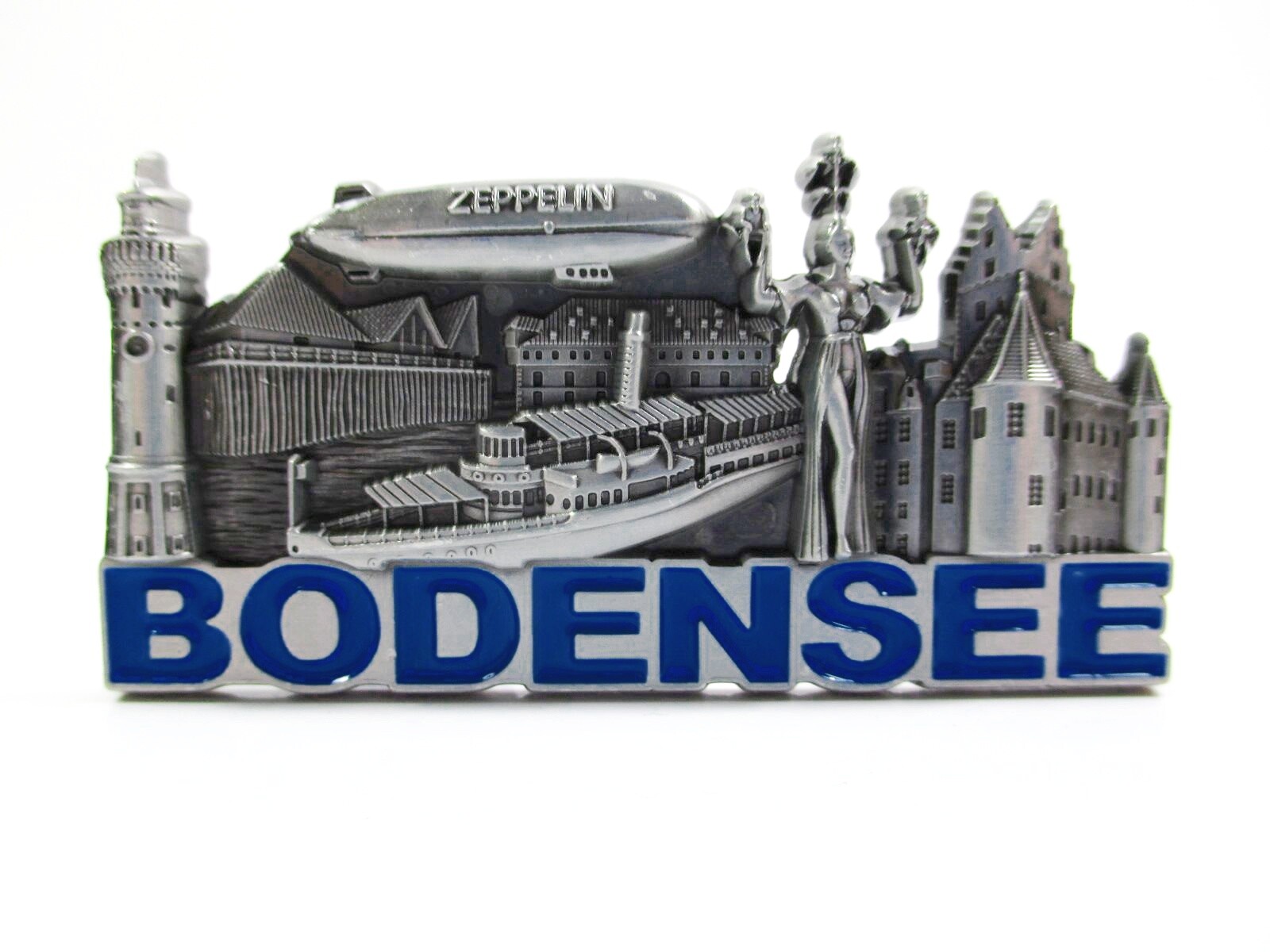 Lake Constance magnet metal souvenir Germany Lindau Hafen Zeppelin