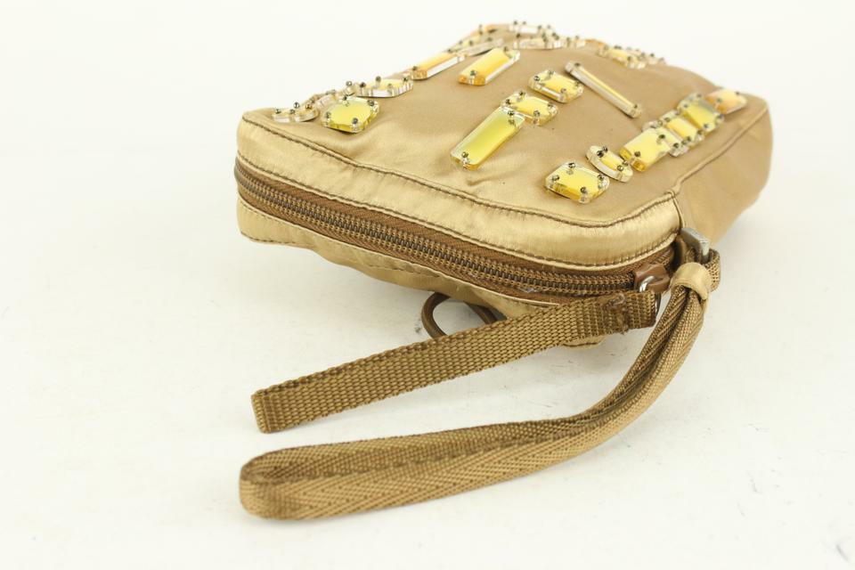 Prada Gold Satin Bejeweled Pochette Camera Case C… - image 6