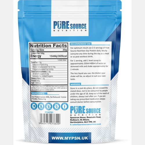 PSN Soy Protein Isolate Powder Flavoured|Natural 1Kg-Vegan Protein Lactose Free - Picture 6 of 17