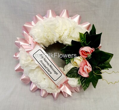 Artificial Silk Funeral Ring Wreath With Roses & Mums | Memorial Tribute For Nan, Loved Ones - Personalisable 4 thumbnail image