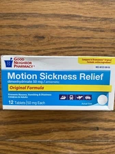 2 Pack - GNP MOTION SICKNESS RELIEF 50MG TAB 12CT  Each - dimenhydrinate TABLET