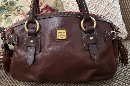 Dooney Bourke Dark Brown T’Moro Florentine Toledo Leather Mail Bag Satchel - Picture 6 of 22